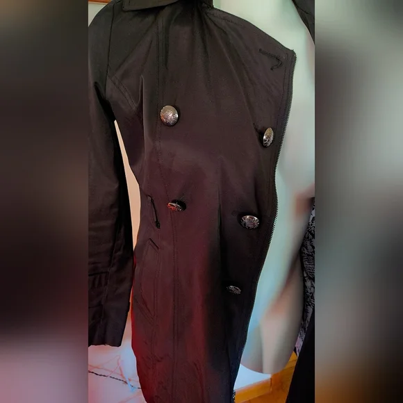 🖤Guess Black Trench Coat – Size M –  Good Condition 🖤 - Picture 6 of 10